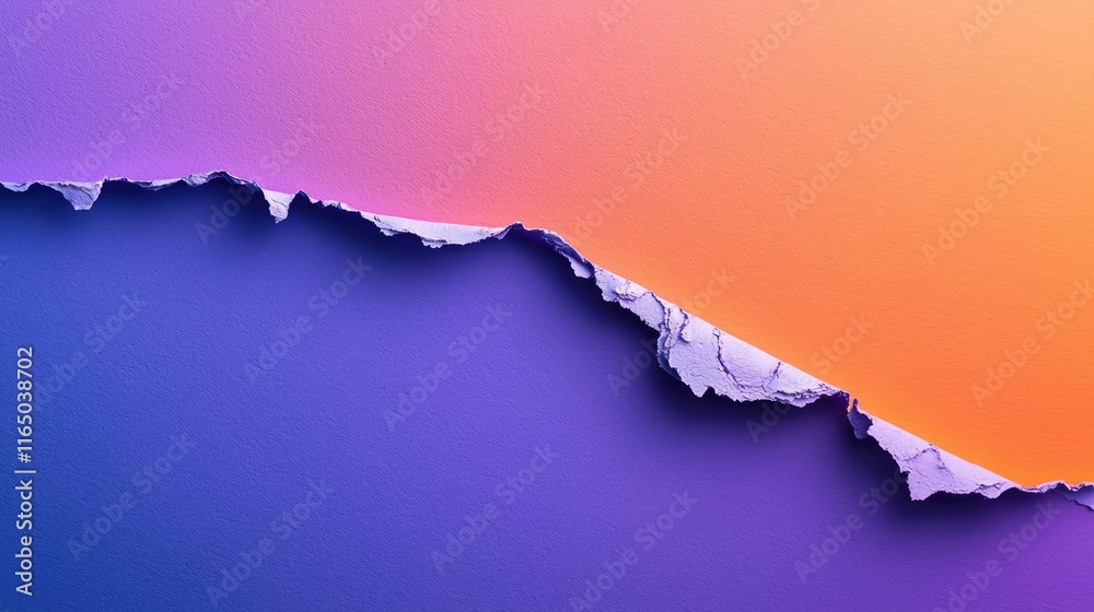 Aufkleber Torn abstract background concept. Vibrant color gradient with ripped paper texture creating a stunning visual appeal.