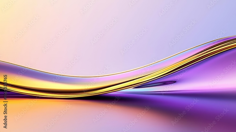 Poster Torn abstract background concept. Vibrant abstract waves in purple and gold creating a dynamic visual flow.