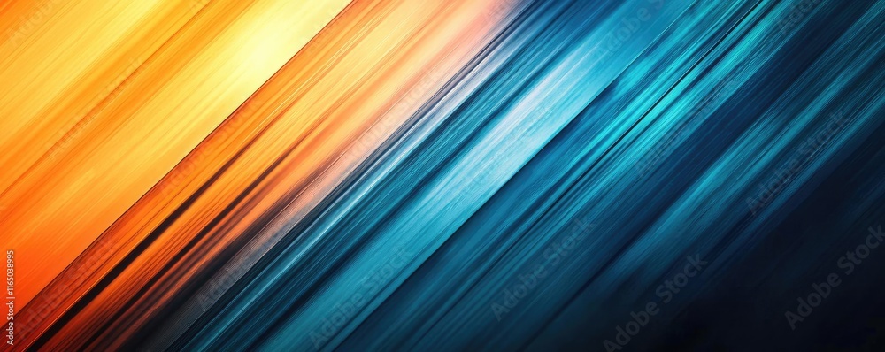 Poster Noise abstract background idea. Vibrant abstract background with diagonal stripes in orange and blue hues.