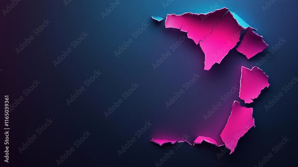 Aufkleber torn abstract background concept. vibrant abstract background featuring a fragmented map in pink and