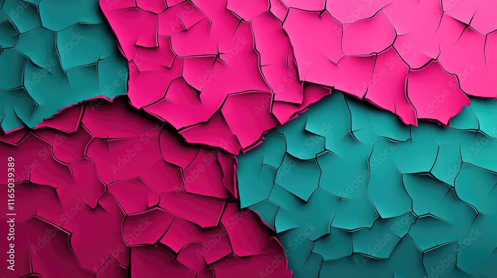 Poster torn abstract background concept. colorful abstract texture with peeling layers in vibrant pink and 