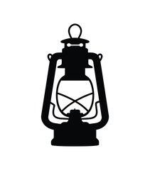 Silhouette kerosene lamp icon vector illustration on white background. Black oil and gas lantern icon.