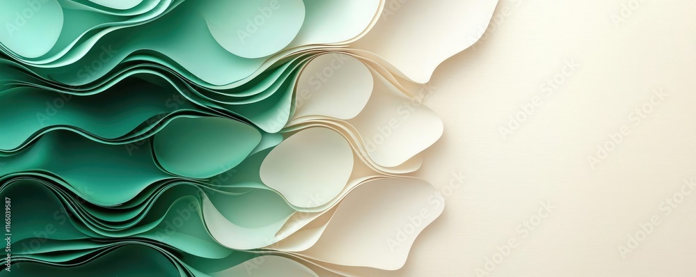 Poster torn abstract background concept. vibrant layered paper design showcasing a gradient of green and cr