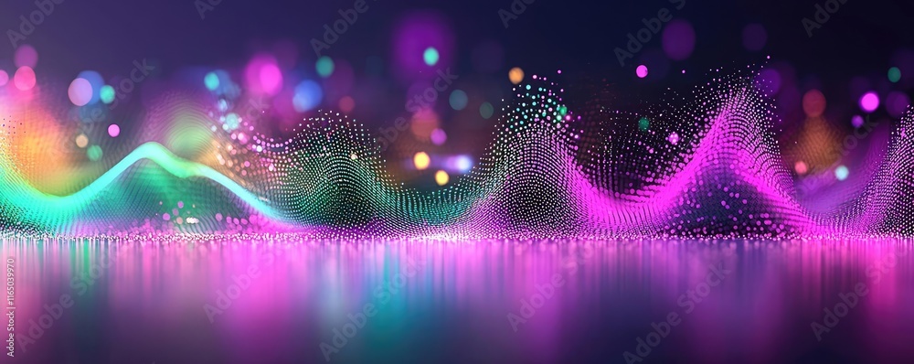 Poster Noise abstract background idea. Vibrant wave of colorful light particles creating a stunning visual effect.