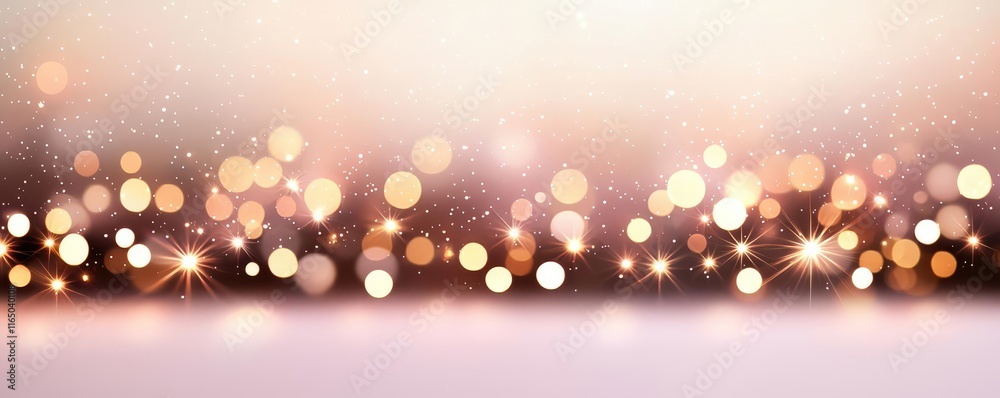 Poster Starry abstract background idea. Beautiful shimmering bokeh lights creating a magical and dreamy atmosphere.
