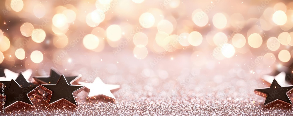 Poster Starry abstract background idea. A serene background of soft sparkling lights and decorative stars for festive themes.