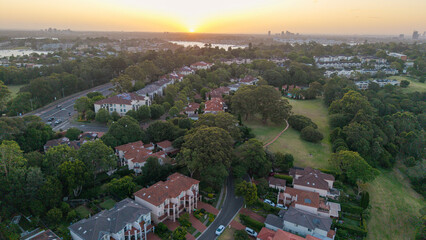 The Sydney suburb of  Huntleys cove looking west towards the sunset.