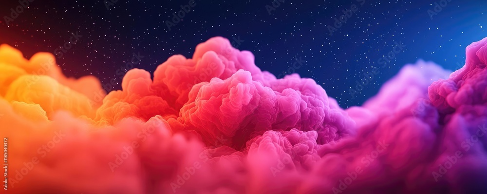 Poster starry abstract background idea. vibrant abstract clouds create a stunning visual effect, merging co