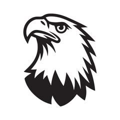 Obraz premium Eagle head silhouette vector illustration. Eagle head black logo design. Eagle minimalist icon.