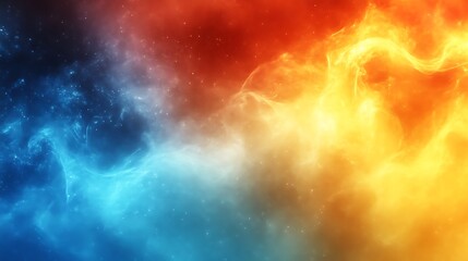 Abstract Cosmic Nebula Fire and Ice Fusion