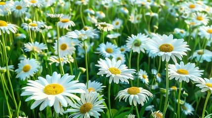 Fototapeta premium A vibrant field of daisies in full bloom, showcasing nature's beauty.