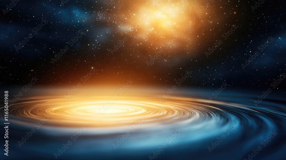 Poster Starry abstract background idea. An abstract representation of a cosmic swirl with bright central light in the universe.