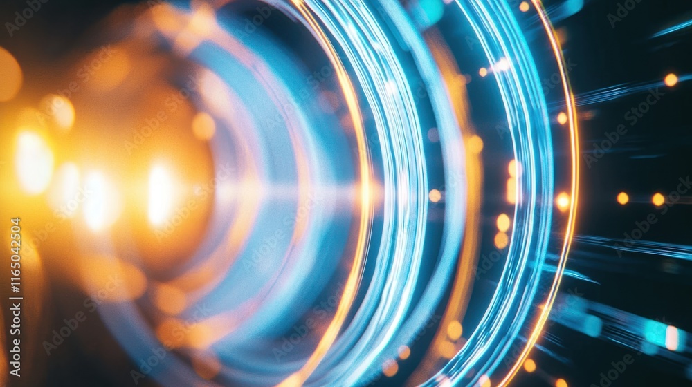 Poster dynamic light trails illustrating technology concepts in a futuristic environment abstract viewpoint