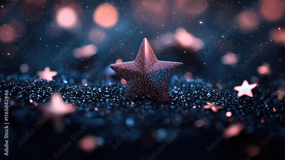 Poster starry abstract background idea. a sparkling star shines amid a dreamy background of shimmering ligh