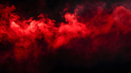 Abstract red smoke clouds on a black background.