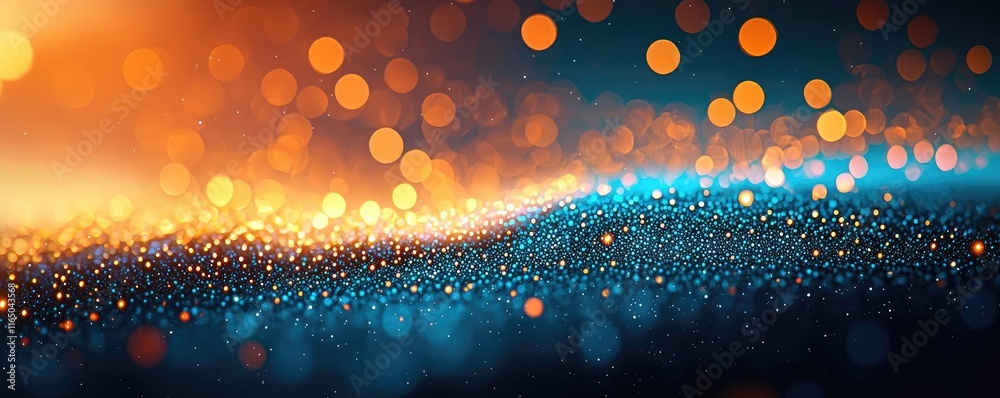 Poster starry abstract background idea. abstract background with vibrant bokeh lights in blue and orange co
