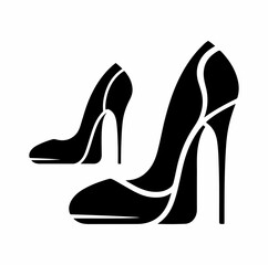 High Heel Shoe Icon silhouette vector illustration