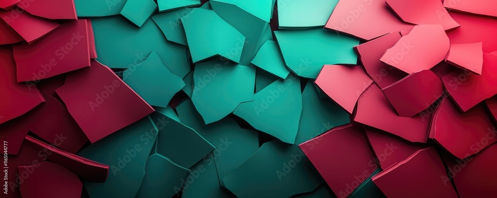 Aufkleber Torn abstract background concept. Colorful abstract paper texture background in red and green tones for design use.