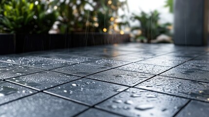 A close-up of gray Seapack Monier tiles, highlighting their water-repellent coating and durable material."