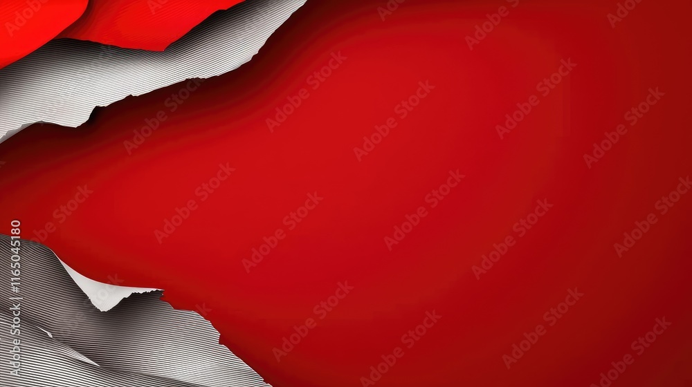 Poster Torn abstract background concept. Abstract background with torn red and gray paper texture, perfect for design projects.