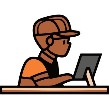 recommend clip art: Modern Work Culture: Silhouettes of People on Computers