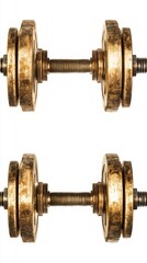 Fototapeta premium Vintage Gold Dumbbells - Perfect for Fitness Enthusiasts