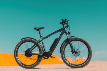 Sustainable mobility embraces eco-friendly cycling. Electric bike against a vibrant background