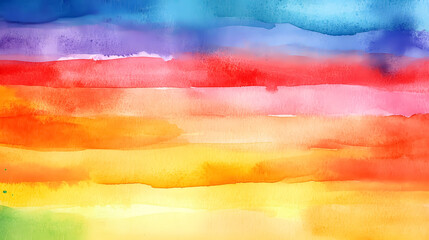 An abstract striped rainbow watercolor background brings vibrancy.