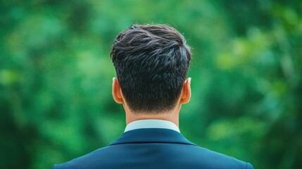 Businessman contemplating nature, finding inspiration for strategy and growth