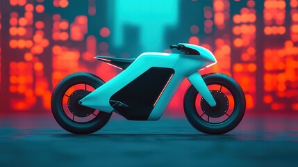 Sustainable mobility embraces eco-friendly cycling. Futuristic electric motorcycle design