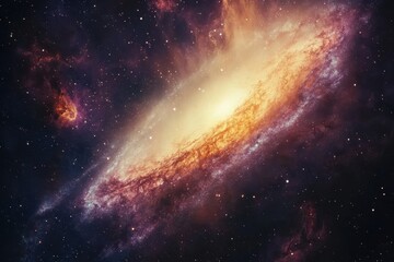 Obraz premium Bright Spiral Galaxy With Vivid Colors and Swirling Arms Captured in Deep Space