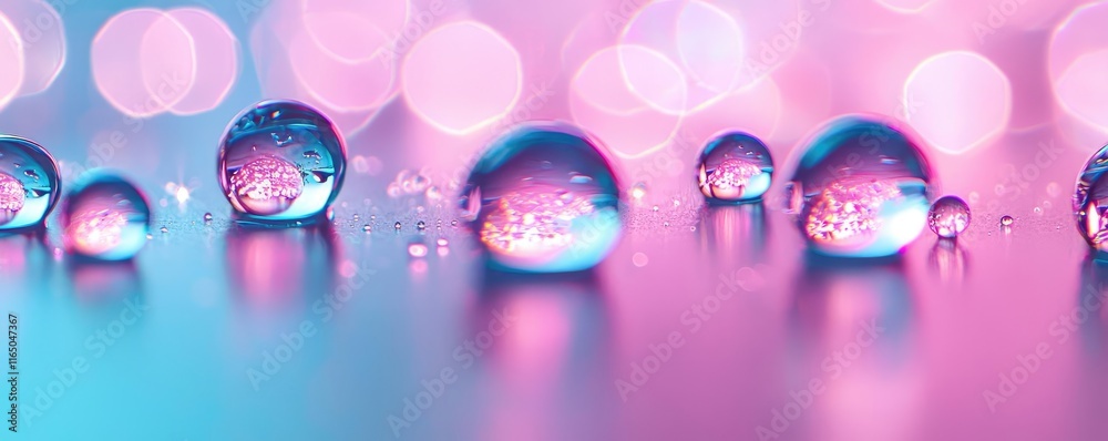Aufkleber Droplets abstract background idea. Colorful water droplets on a smooth surface create an abstract and vibrant background.