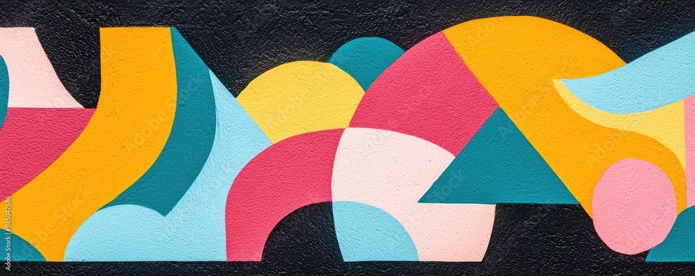 Poster Graffiti abstract background concept. Colorful abstract geometric shapes forming a dynamic modern artwork design.