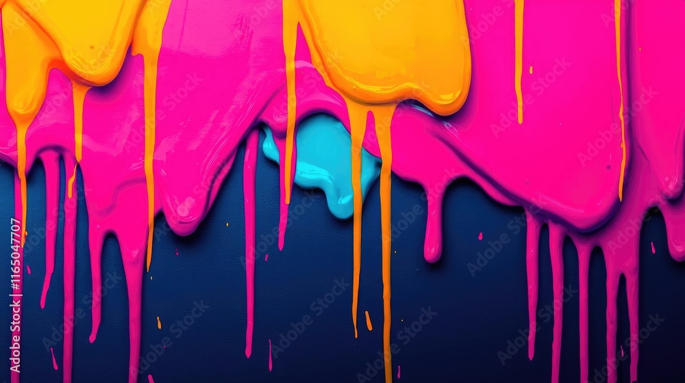 Poster graffiti abstract background concept. vibrant paint drips in neon colors creating an artistic and co