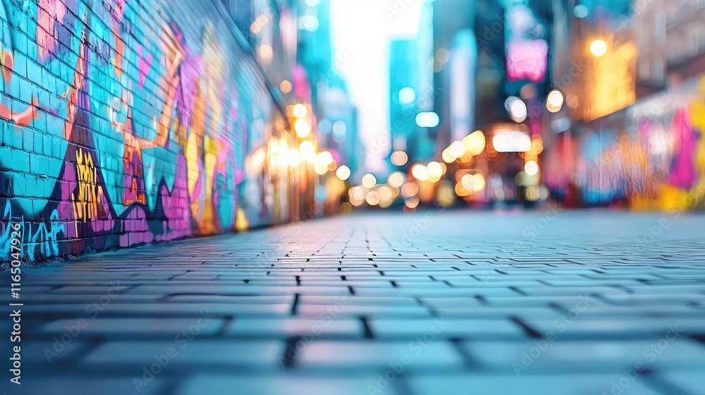Aufkleber graffiti abstract background concept. vibrant urban street with colorful graffiti, creating a lively