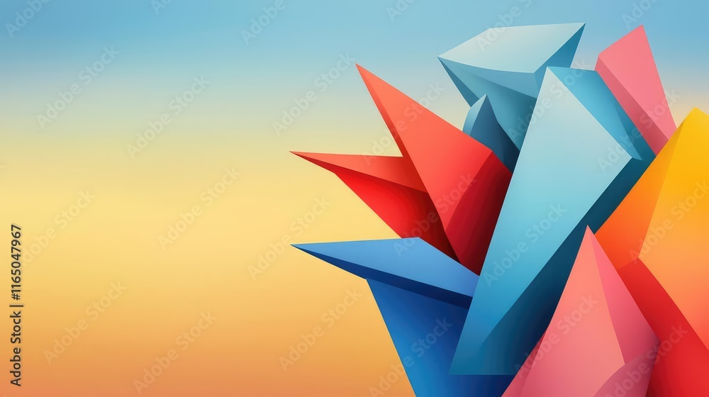 Poster Graffiti abstract background concept. Vibrant geometric shapes create a colorful abstract design against a soft gradient background.