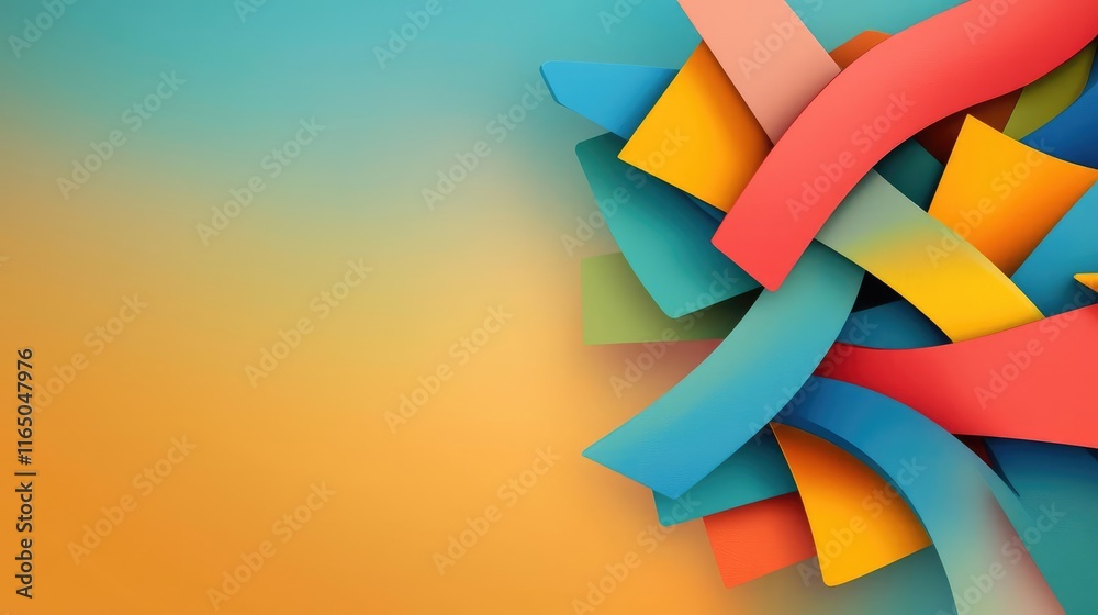 Poster Graffiti abstract background concept. Colorful abstract shapes intertwined, creating a vibrant and dynamic composition.