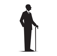 Man Standing With Cane silhouette vector illustration