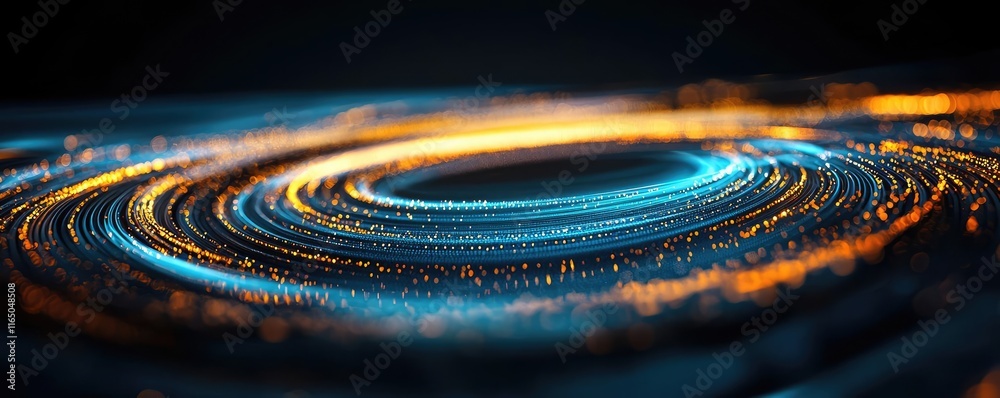 Aufkleber Starry abstract background idea. Dynamic abstract digital patterns of light creating mesmerizing circular shapes.
