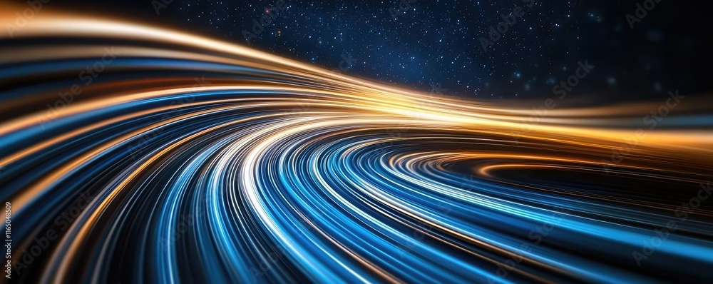 Poster Starry abstract background idea. Dynamic lines of light creating a futuristic and vibrant abstract design.
