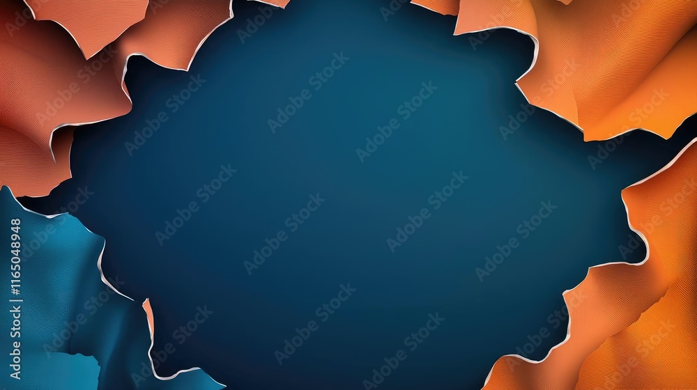 Poster Torn abstract background concept. Abstract design featuring torn paper edges in vibrant blue and orange colors.