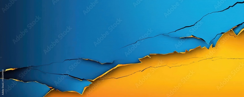 Poster torn abstract background concept. vibrant abstract background with layered textures in blue and oran