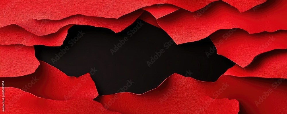 Aufkleber Torn abstract background concept. Abstract red paper cutout with a dark center, perfect for modern design and backgrounds.