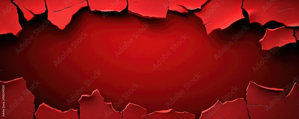 Poster torn abstract background concept. a vibrant, cracked red wall texture ideal for backgrounds and desi