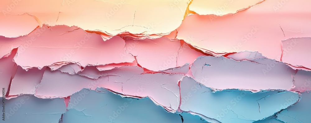 Aufkleber Torn abstract background concept. Vibrant layers of peeling paint create an abstract texture in soft pastel colors.