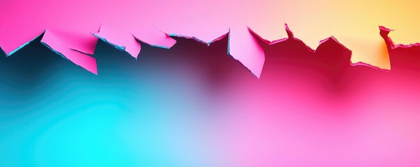 Torn abstract background concept. Vibrant gradient background with torn paper edges in pink and blue hues.