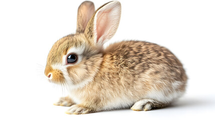 An adorable rabbit isolated on a white background.