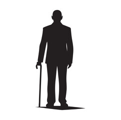 Man Standing With Cane silhouette vector illustration
