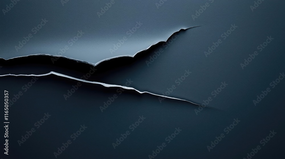Poster Torn abstract background concept. A dramatic close-up of a textured surface showing intricate cracks and lines.