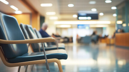 Fototapeta premium Crowded hospital waiting room with patients and medical staff, showcasing healthcare challenges and the importance of efficient medical services in modern society